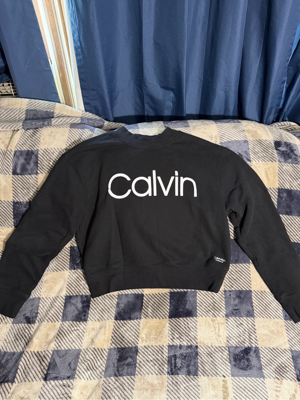 Calvin Klein Performance Black Crewneck Sweater with White 'Calvin' Logo